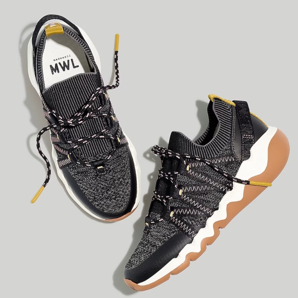 NIB Madewell Field Knit Sneakers Black Granite 11